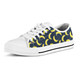 Banana Fruit Pattern Print White Low Top Sneakers