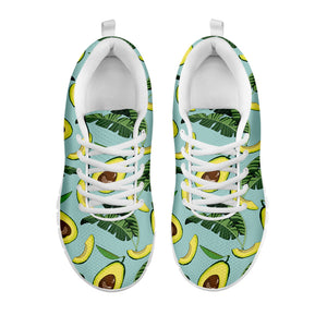 Banana Leaf Avocado Pattern Print White Running Shoes