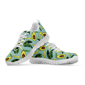 Banana Leaf Avocado Pattern Print White Running Shoes