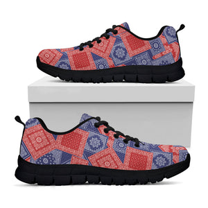 Bandanna Patchwork Pattern Print Black Running Shoes