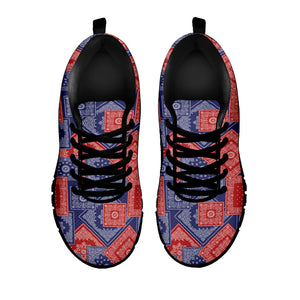 Bandanna Patchwork Pattern Print Black Running Shoes