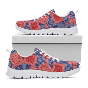 Bandanna Patchwork Pattern Print White Running Shoes