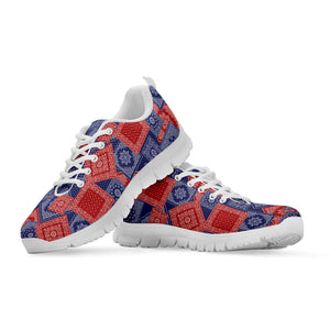 Bandanna Patchwork Pattern Print White Running Shoes