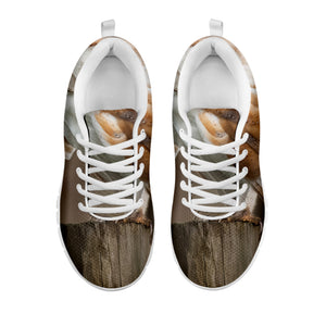 Barn Owl Print White Running Shoes