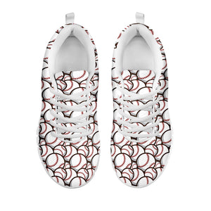 Baseballs Pattern Print White Running Shoes