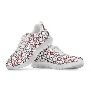 Baseballs Pattern Print White Running Shoes