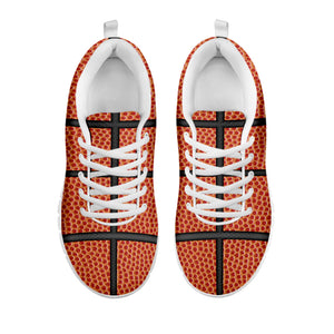 Basketball Ball Print White Running Shoes