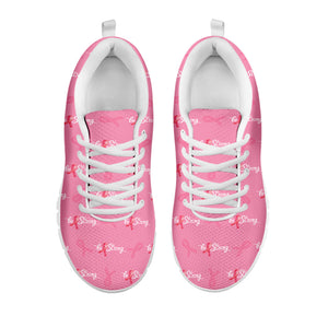 Be Strong Breast Cancer Pattern Print White Running Shoes