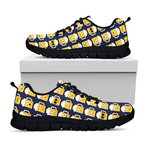 Beer Emoji Pattern Print Black Running Shoes