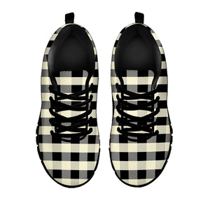 Beige And Black Buffalo Check Print Black Running Shoes