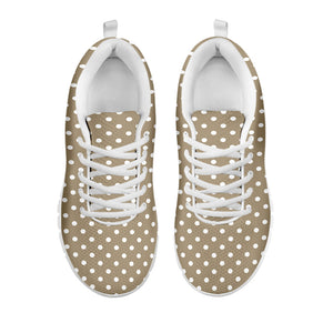Beige And White Polka Dot Pattern Print White Running Shoes