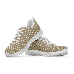 Beige And White Polka Dot Pattern Print White Running Shoes