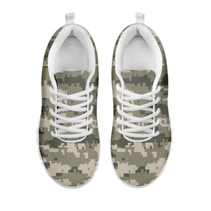 Beige Digital Camo Pattern Print White Running Shoes