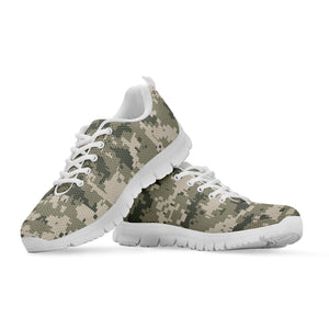 Beige Digital Camo Pattern Print White Running Shoes