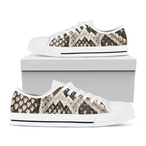 Beige Snakeskin Print White Low Top Sneakers