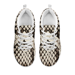 Beige Snakeskin Print White Running Shoes