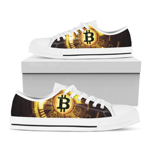 Bitcoin Crypto Symbol Print White Low Top Sneakers