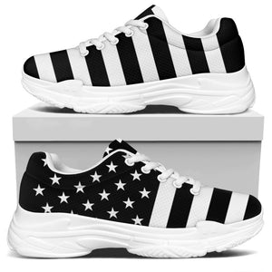 Black American Flag Print White Chunky Shoes