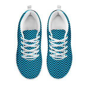 Black And Blue Chevron Pattern Print White Running Shoes
