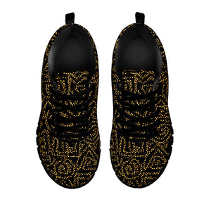 Black And Gold African Afro Print Black Running Shoes