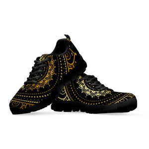 Black And Gold Mandala Print Black Running Shoes