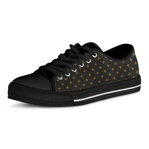 Black And Gold Orthodox Pattern Print Black Low Top Sneakers