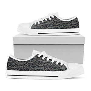 Black And Grey Digital Camo Print White Low Top Sneakers