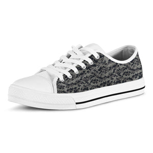 Black And Grey Digital Camo Print White Low Top Sneakers