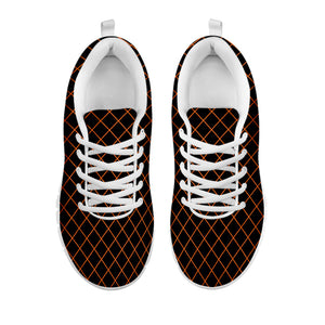Black And Orange Harlequin Print White Running Shoes