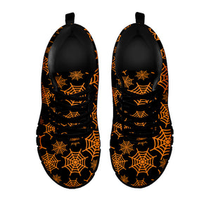 Black And Orange Spider Web Print Black Running Shoes