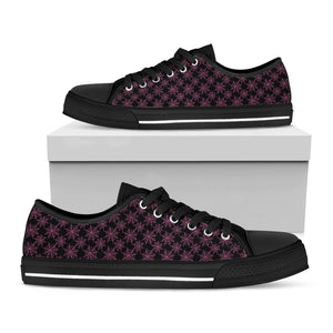 Black And Pink Spider Web Pattern Print Black Low Top Sneakers