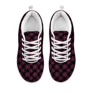 Black And Pink Spider Web Pattern Print White Running Shoes