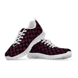 Black And Pink Spider Web Pattern Print White Running Shoes