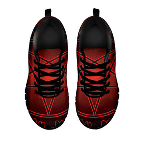 Black And Red Satanic Pentagram Print Black Running Shoes
