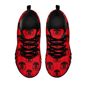 Black And Red Spartan Pattern Print Black Running Shoes