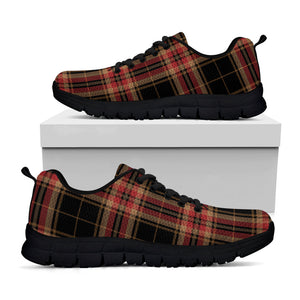 Black And Red Stewart Tartan Print Black Running Shoes