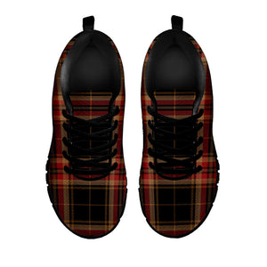 Black And Red Stewart Tartan Print Black Running Shoes