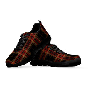 Black And Red Stewart Tartan Print Black Running Shoes
