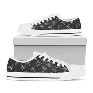 Black And White Alien Print White Low Top Sneakers