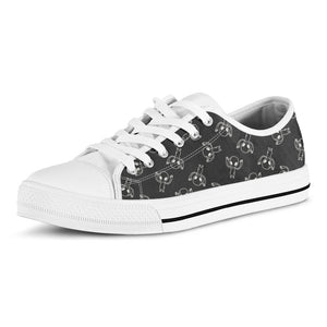 Black And White Alien Print White Low Top Sneakers