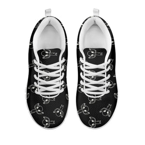 Black And White Alien Print White Running Shoes