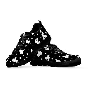 Black And White Angel Pattern Print Black Running Shoes