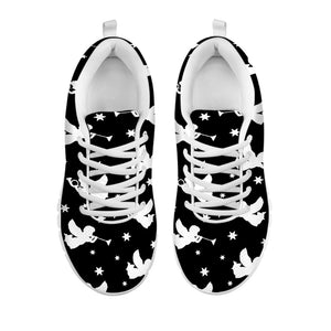 Black And White Angel Pattern Print White Running Shoes