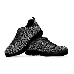 Black And White Aztec Geometric Print Black Running Shoes