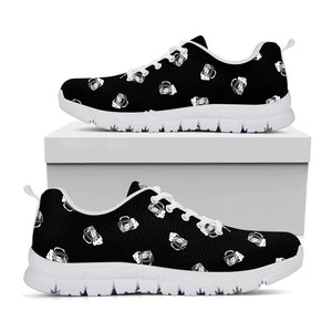 Black And White Beer Pattern Print White Running Shoes