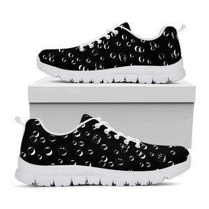 Black And White Bubble Pattern Print White Running Shoes