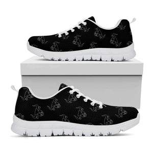 Black And White Bull Pattern Print White Running Shoes