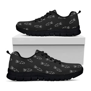 Black And White Carrot Pattern Print Black Running Shoes