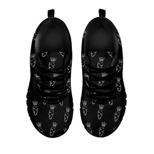 Black And White Carrot Pattern Print Black Running Shoes