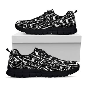 Black And White Cartoon Giraffe Print Black Running Shoes
